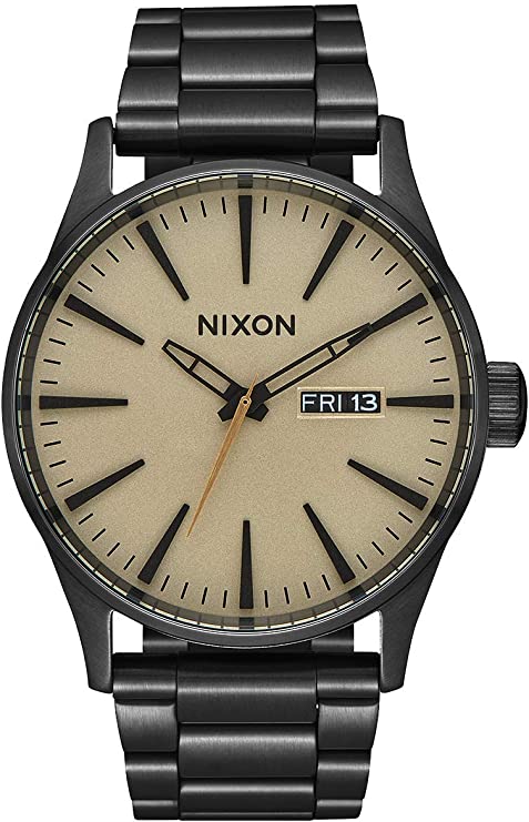 Nixon Sentry SS Stainless Steel Day/Date 42mm WR 100 Meters Mens Watch A356