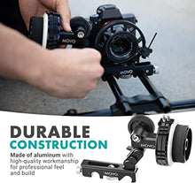 Load image into Gallery viewer, Movo F2X Precision Follow Focus System with Hard Stops and 65mm, 75mm, 85mm Adjustable Gear Rings
