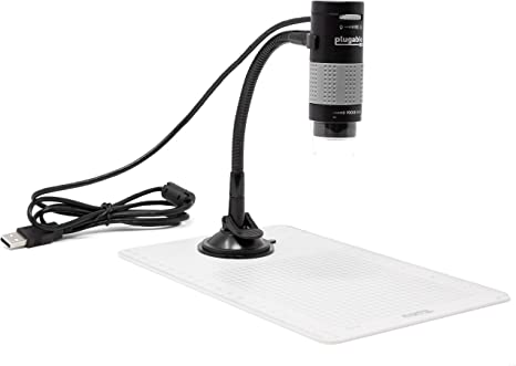 Plugable USB 2.0 Digital Microscope with Flexible Arm Observation Stand Compatible with Windows, Mac, Linux (2MP, 250x Magnification)