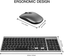 Load image into Gallery viewer, Wireless Keyboard Mouse Combo, cimetech Compact Full Size Wireless Keyboard and Mouse Set 2.4G Ultra-Thin Sleek Design for Windows, Computer, Desktop, PC , Notebook - (Grey)
