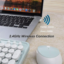 Load image into Gallery viewer, UBOTIE Colorful Computer Wireless Keyboard Mouse Combos, Typewriter Flexible Keys Office Full-Sized Keyboard, 2.4GHz Dropout-Free Connection and Optical Mouse (Green-White)
