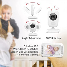 Load image into Gallery viewer, Video Baby Monitor 5&quot; High Resolution Screen, 2 HR Cam, Extra Long Range, Secure Wireless Technology, Built-in Auto Night Vision, Temperature Alert
