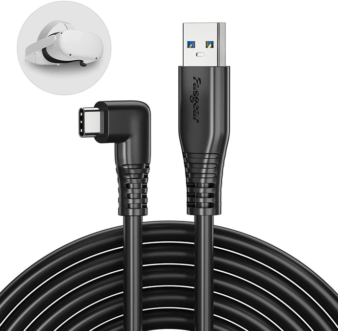 USB 3.0 Type C Cable 16.5ft 90 Degree for Oculus Quest Link 2, Fasgear Right Angled USB-C Cable, 5Gbps Superspeed Data Transfer, 3A Fast Charging Cable for VR and PC Gaming, Type-C Smartphones (5m)