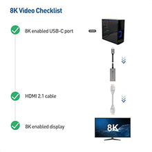 Load image into Gallery viewer, Cable Matters 48Gbps USB C to HDMI Adapter Supporting 4K 120Hz and 8K HDR - Thunderbolt 3 and Thunderbolt 4 Port Compatible - Maximum Supported Resolution on Any MacBook via This Adapter is 4K@60Hz
