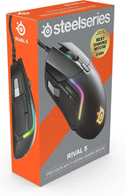 Load image into Gallery viewer, SteelSeries Rival 5 Gaming Mouse with PrismSync RGB Lighting and 9 Programmable Buttons – FPS, MOBA, MMO, Battle Royale – 18,000 CPI TrueMove Air Optical Sensor - Black
