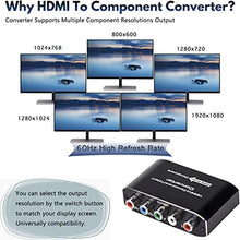Load image into Gallery viewer, HDMI to Component Converter with Scaler Function, HDMI to YPbPr 5RCA RGB Scaler Adapter V1.4 with R/L Audio Output Support for MacBook TV Blu-Ray DVD PS4 DVD, PSP, Xbox 360,Amazon Fire TV
