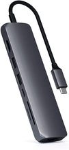 Load image into Gallery viewer, Satechi USB-C Slim Multi-Port with Ethernet Adapter - 4K HDMI, Gigabit Ethernet, USB-C PD Charging - Compatible with 2020/2019 MacBook Pro, 2020/2018 iPad Pro, Microsoft Laptop 3 (Space Gray)

