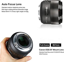 Load image into Gallery viewer, Meike 85mm f1.8 Large Aperture Full Frame Auto Focus Telephoto Lens for Canon EOS EF Mount Digital SLR Camera Compatible with APS C Bodies Such as 1D 5D3 5D4 6D 7D 70D 550D 80D
