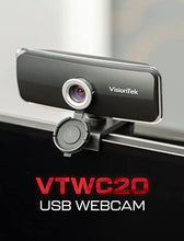 Load image into Gallery viewer, VisionTek VTWC20 Full HD (1080P 30FPS) Webcam, for Windows, Mac, Linux, &amp; Chromebook, Computer Video Camera W/Digital Microphone, Fixed Focus Lens W/Auto Focus, Privacy Cover, 77 Degree Viewing Angle
