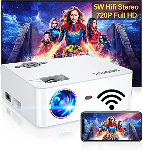 Mini WiFi Projector, Full HD 1080P Enhanced Outdoor Wireless Video Movie Projector, 300