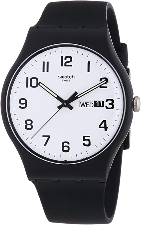 Swatch NEW GENT Quartz Silicone Strap, Black, 20 Casual Watch (Model: SUOB705)