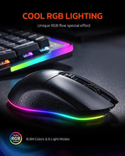 Load image into Gallery viewer, Wireless and Wired Dual-Mode Rechargeable Gaming Mouse with 7 Programmable Buttons, RGB and 7 Adjustable DPI Levels up to [10000DPI] [150IPS] [1000Hz Polling Rate] for PC and Notebook Gamer (Black)
