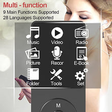 Load image into Gallery viewer, Mp3 Player,RUIZU X02 16GB Ultra Slim Music Player,Long Battery Life Mp3 with FM Radio, Voice Recorder, Video Play, Text Reading, 80 Hours Playback and Expandable Up to 128 GB (Black)
