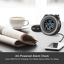 Load image into Gallery viewer, USCCE Loud Dual Alarm Clock with Bed Shaker - 0-100% Dimmer, Vibrating Alarm Clock for Heavy Sleepers or Hearing Impaired, Easy to Set, USB Charging Port, Snooze, Battery Backup
