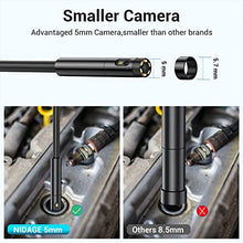 Load image into Gallery viewer, 0.197inch Dual Lens Wireless Endoscope Camera, NIDAGE 5.0mm Ultra-Slim Automotive Inspection Camera with 7 LEDs, 1080P Dual Lens Borescope Waterproof for Android &amp; iOS Smartphone Tablet(5FT)
