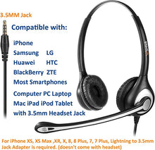 Load image into Gallery viewer, Wantek Cell Phone Headset with Microphone Noise Cancelling, Wired 3.5mm Computer Headphone for iPhone Samsung Android PC Laptop Tablet Skype Call Center Home Office, Ultra Comfort(F602J35)
