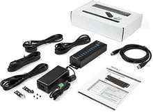 Load image into Gallery viewer, StarTech.com 10 Port USB Hub with Power Adapter - Surge Protection - Metal Industrial USB 3.0 Data Transfer Hub - Din Rail, Wall or Desk Mountable - High Speed USB 3.1 Gen 1 5Gbps Hub (HB30A10AME)
