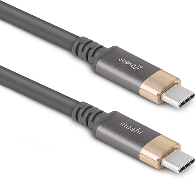 Moshi USB C to USB C Monitor Cable 1m, Supports 4K@60Hz 4KHDR Video Resolution, 100W Power Delivery, with USB 3.2 Gen 2 Data 10 Gbps, USB-IF Certified, with HandyStrap