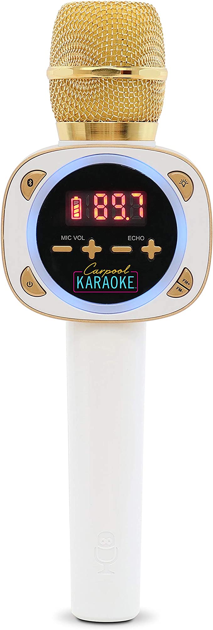 Carpool Karaoke The Mic 1.0, Wireless Karaoke Microphone System, White CPK545 by Singing Machine,Gold & White