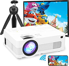 Load image into Gallery viewer, WiFi Projector, 7500Lumens QK03 Outdoor Projector Full HD 1080P Supported Outdoor Projector, Miracast Smartphone, TV Stick, Laptop, TV, HDMI, AV, Portable Projector for Outdoor Movies

