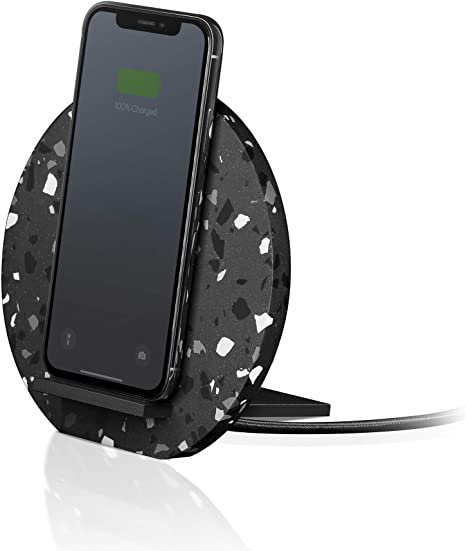 Native Union Dock Wireless Charger Terrazzo Edition - [Qi Certified] 10W Fast Charging and Versatile Stand Compatible with iPhone 11/11 Pro/11 Pro Max (Black)