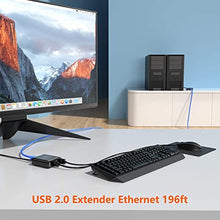 Load image into Gallery viewer, WEme USB Extender, 4-Port USB 2.0 Ethernet Extender Hub Over Cat5/ Cat5e/ Cat6 Cable Connection up to 60Meters/196FT, RJ45 Lan Extension with Power Adapter for Logitech Webcam, Camera, Speakerphone
