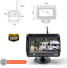 Load image into Gallery viewer, Digital Wireless Backup Camera System Kit, AHD1080P, Wireless Rear View Camera and 7&#39;&#39; LCD Wireless Reversing Monitor for Trailer, RV, Bus, Trucks, Horse-Trailer, School Bus, Farm Machine,etc

