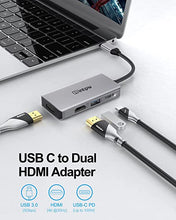 Load image into Gallery viewer, INTPW USB C to Dual HDMI Adapter, Type C/Thunderbolt 3 to 4K Dual Monitor Adapter, 4-in-1 USB C to HDMI with 2 HDMI Ports , Power Delivery, USB 3.0 Port, Compatible with MacBook Pro/MacBook Air
