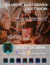 Load image into Gallery viewer, DuoTen Shower Speaker, IPX7 Waterproof Portable Bluetooth Speakers Shower Radio with Loud Stereo Sound, LED Display, Light Show, Suction Cup, Sturdy Hook for Home, Party, Outdoor, Travel, Pool, Hiking
