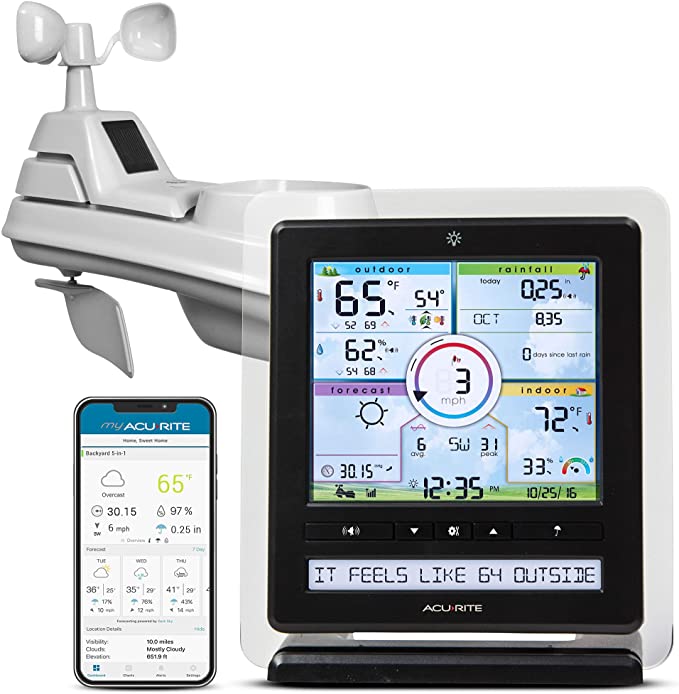 AcuRite Iris (5-in-1) Wireless Indoor/Outdoor Weather Station with Remote Monitoring Alerts for Weather Conditions (01536M)