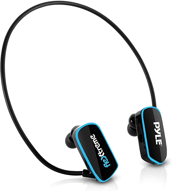 Pyle Upgraded Waterproof MP3 Player - V2 Flextreme Sports Wearable Headset Music Player 8GB Underwater Swimming Jogging Gym Earphones Rechargeable Flexible Headphones USB Connection9 -PSWP14BK