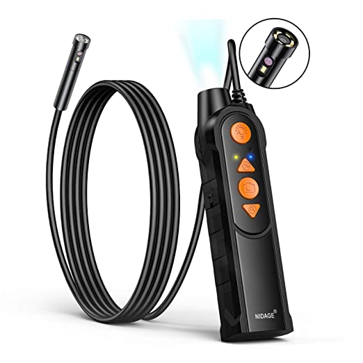 0.197inch Dual Lens Wireless Endoscope Camera, NIDAGE 5.0mm Ultra-Slim Automotive Inspection Camera with 7 LEDs, 1080P Dual Lens Borescope Waterproof for Android & iOS Smartphone Tablet(5FT)