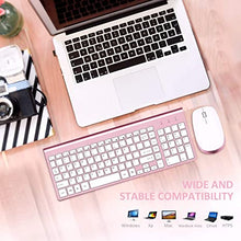 Load image into Gallery viewer, Wireless Keyboard and Mouse, FENIFOX Full-Size Whisper-Quiet Compact Compatible with Mac PC Laptop Tablet Notebook Windows - Rose Gold Pink
