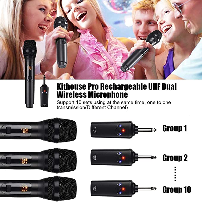 Kithouse K380S UHF Rechargeable Wireless Microphone Karaoke