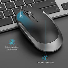 Load image into Gallery viewer, Wireless Keyboard and Mouse Combo - Full Size Slim Thin Wireless Keyboard Mouse with Numeric Keypad 2.4G Stable Connection Adjustable DPI (Grey &amp; Black)
