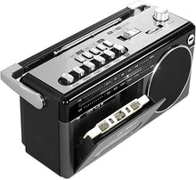 Load image into Gallery viewer, Victrola Mini Bluetooth Boombox with Cassette Player, Recorder and Am/FM Radio, Grey
