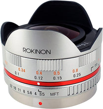 Load image into Gallery viewer, Rokinon FE75MFT-S 7.5mm F3.5 UMC Fisheye Lens for Micro Four Thirds (Olympus PEN and Panasonic),Silver
