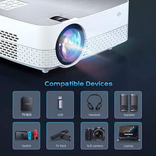 Load image into Gallery viewer, Movie Projector,6500 Lumens 1080P Supported HiFi Speaker for Home Theater Projector, 60,000 Hours LED lamp Life Outdoor Video Projector Compatible with TV Stick/Switch/Laptop/PS5/USB/HD Bloomidea
