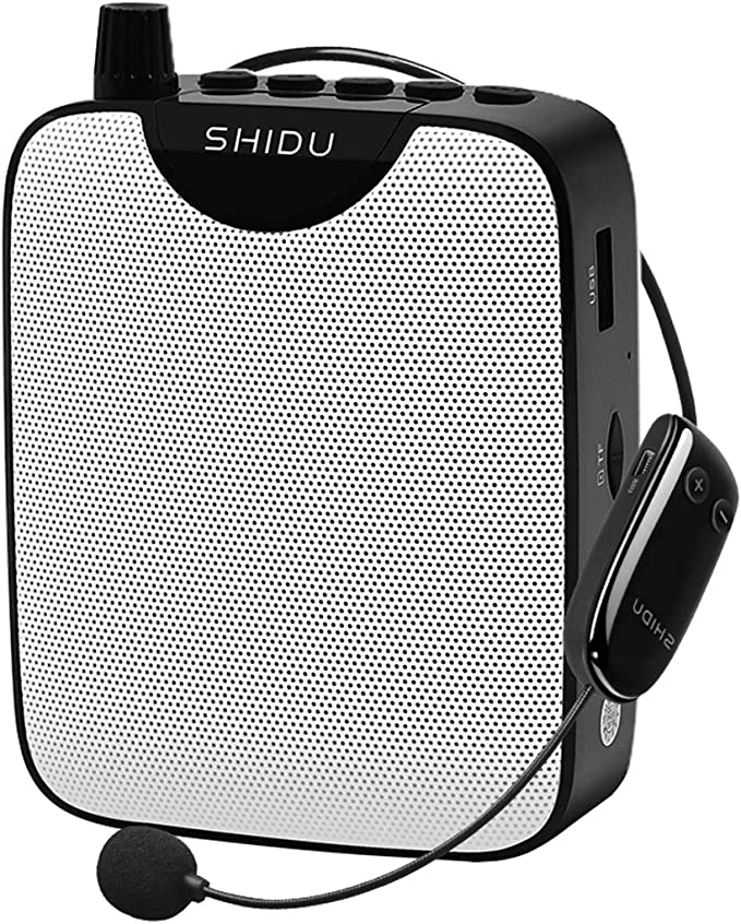 Voice Amplifier, SHIDU Original Wireless Voice Amplifiers 10W Rechargeable Portable Mini PA System Speaker with UHF Wireless Microphone Headset for Teachers, Yoga, Tour Guides, Coaches, Classroom