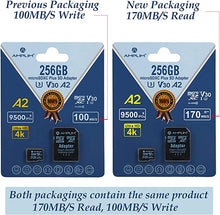 Load image into Gallery viewer, Amplim 256GB Micro SD Card, New 2021 MicroSD Memory Plus Adapter, Extreme High Speed 170MB/S A2 MicroSDXC U3 Class 10 V30 UHS-I for Nintendo-Switch, GoPro Hero, Surface, Phone, Camera Cam, Tablet
