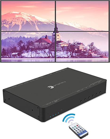 gofanco Prophecy 4K HDMI 2x2 Video Wall Controller & Processor – Up to 4K/60Hz 4:4:4 Input, HDMI or mDP 1.2 Input, Bezel Correction, Fanless, Supports 2x2, 1x3, 3x1, 1x4, 4x1, 3x3, 4x4, TAA Compliant