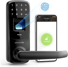 Load image into Gallery viewer, ULTRALOQ UL3 BT 2nd Gen Smart Lock (Black), 5-in-1 Keyless Entry Door Lock with Bluetooth, Biometric Fingerprint and Touch Digital Keypad, Smart Door Lock Latch Edition
