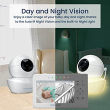 Load image into Gallery viewer, Baby Monitor, Babysense 4.3&quot; Split Screen, Video Baby Monitor with Two Cameras and Audio, Remote PTZ, 960ft Range (Open Space), Adjustable Night Light, Two-Way Audio, Zoom, Night Vision, Lullabies
