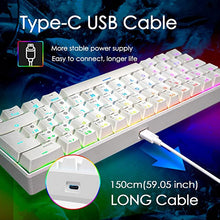 Load image into Gallery viewer, RK ROYAL KLUDGE RK61 Wired 60% Mechanical Gaming Keyboard RGB Backlit Ultra-Compact Hot-Swappable Brown Switch White
