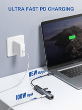 Load image into Gallery viewer, USB C Hub Multiport Adapter, Dockteck 6-in-1 USB C PD Ethernet Hub with 4K 60Hz HDMI, USB-C Data Port, 1Gbps Ethernet, 100W PD, 2 USB 3.0 for MacBook Pro/Air, iPad Pro/Air/Mini 6, Surface Pro, XPS
