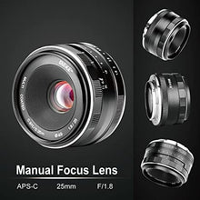 Load image into Gallery viewer, Meike 25mm F1.8 Large Aperture Wide Angle Lens Manual Focus Lens for Olypums Panasonic M43 Mount Mirrorless Cameras

