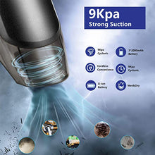 Load image into Gallery viewer, LAOPAO Portable Car Vacuum Cleaner High Power 9Kpa Hand Vacuum Cordless Rechargeable Handheld Vacuum 3x2000mAh Li-ion Battery Quick Charge Mini Vacuum for Home/Car/Pet Hair Cleaning Car Seat Cleaner
