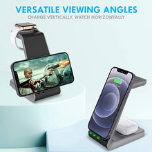 Load image into Gallery viewer, Aduro PowerUp Trinity Pro 3 in 1 Wireless Charging Station for Apple Products Qi Fast Charging Dock for iWatch, Apple Airpods/Airpod Pro, iPhone 12/12 Pro/SE/11/11 Pro Max/XR/XS Max/XS/X/8/8P Black
