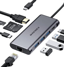 Load image into Gallery viewer, USB C Hub 9 in 1, MAVINEX USB C Adapter 4K to HDMI, 100W Power Delivery, 5Gbps USB-C Data Port, 3 USB 3.0 Ports, MicroSD/TF, 1Gbps Ethernet Docking Station for MacBook, Dell XPS, More Type C Devices
