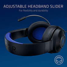 Load image into Gallery viewer, Razer Kraken X Ultralight Gaming Headset: 7.1 Surround Sound - Lightweight Aluminum Frame - Bendable Cardioid Microphone - for PC, PS4, PS5, Switch, Xbox One, Xbox Series X|S, Mobile - Black/Blue
